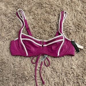 Victoria’s Secret Swim Pink Full Coverage Bikini Top with Crochet Trim